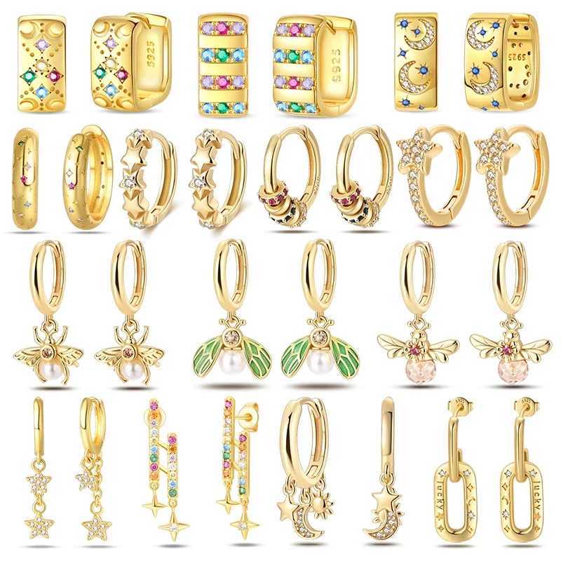 Stud Original New in 925 Silver Gold Star And Moon Pave Colored Zircon Earrings For Women 2025 Trending Fashion Jewelry Birthday Gift X260921