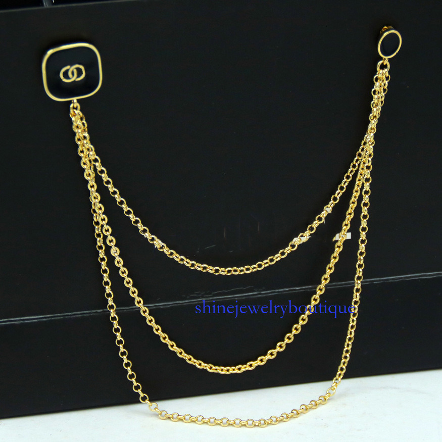 Designer Jewelry Channel necklaces black enamel necklace chic and luxurious fashion for women perfect as a sweater chain with earrings