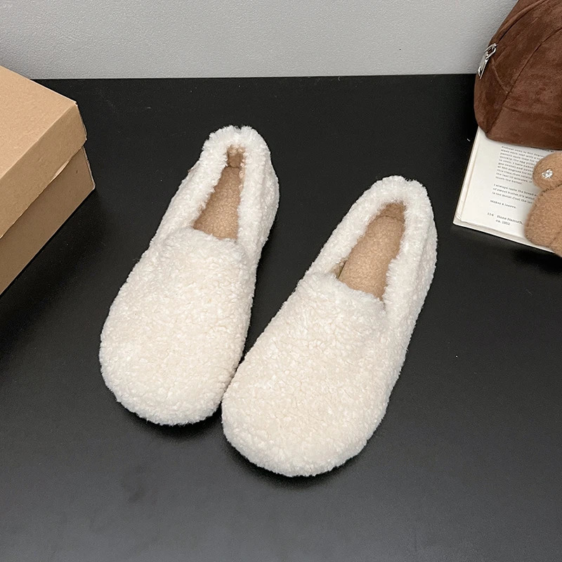 2026 Lambswool Mocasines Femme Fleeces Sneakers Winter Shoes Ladies Warm Wool Loafers Big Size Fur Flats Women 260922