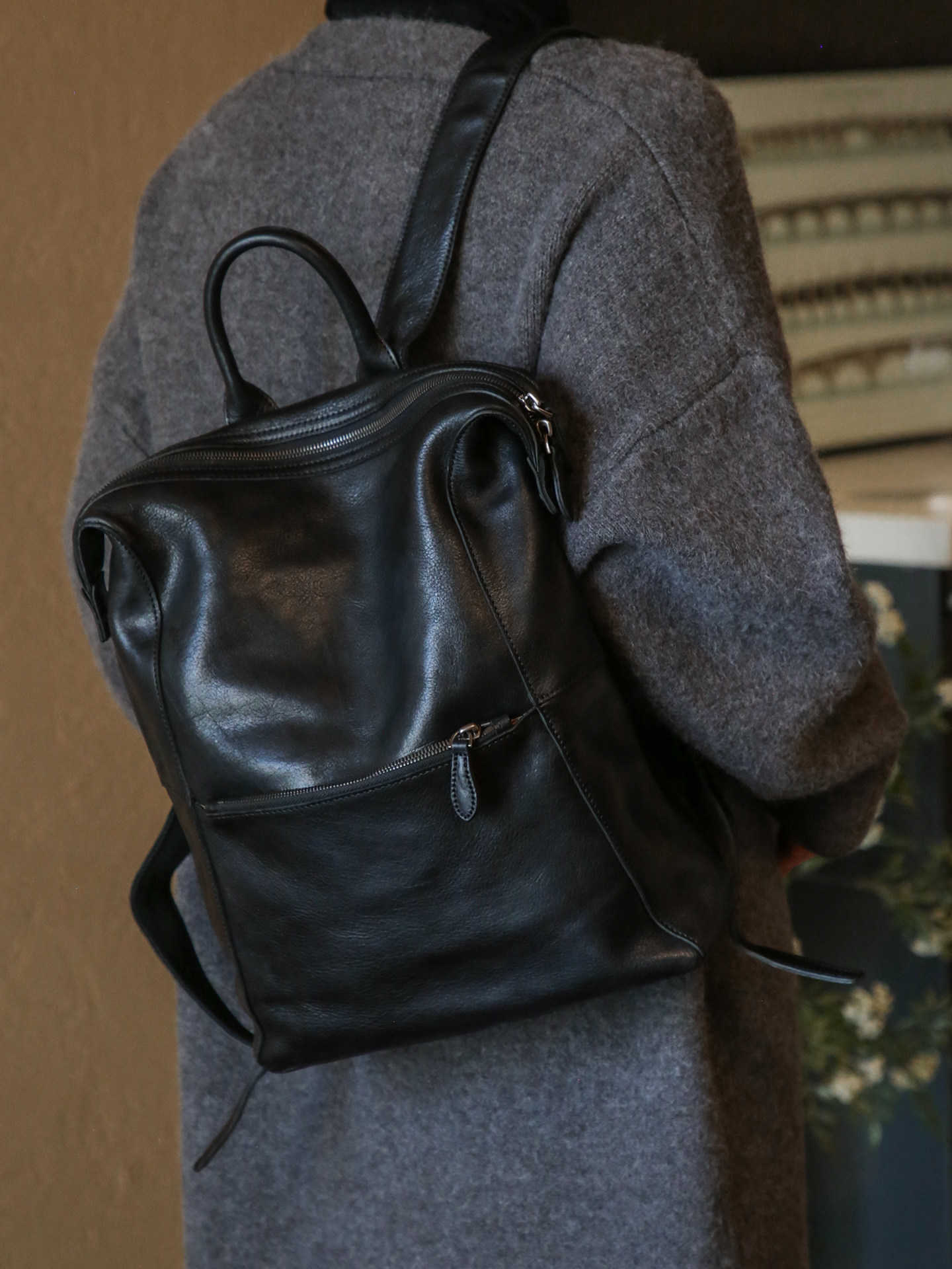 Style casual daily Backpack high quality genuine leather women's backpack simple vintage vegetable tanned cowhide female schoolbag H260922