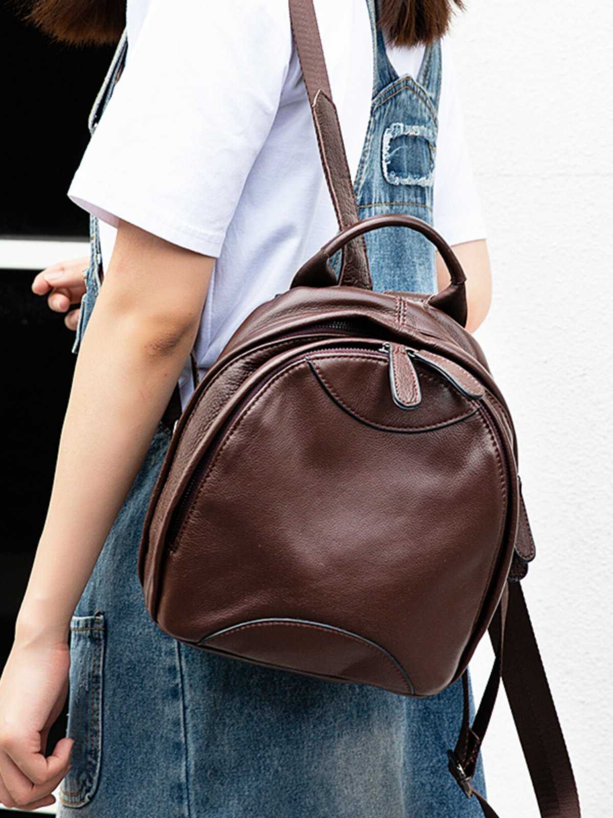 Style Genuine Leather Small Backpack Backpack for Women 2026 New Fashion All-Match Commuter Casual Ladies Backpack Lightweight H260922