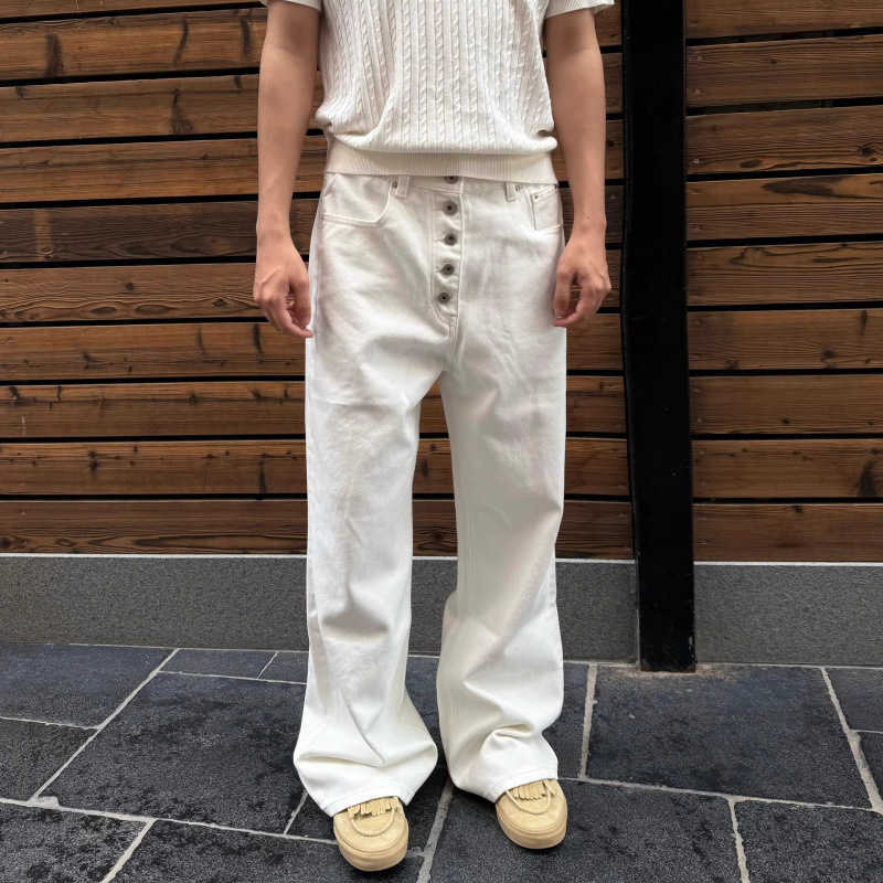Retro Men's Jeans Vintage Solid Color Men's Jeans Metal Buckle Straight Leg Long Trousers Autumn New Style Casual Cotton Youth Fashion T26