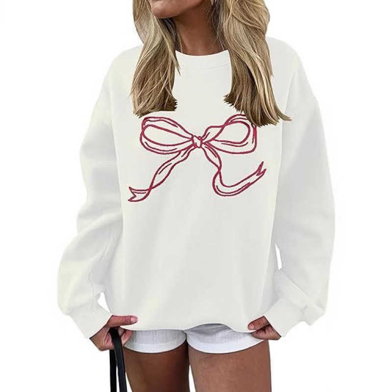 2026 autumn and winter men's and women's long-sleeved round-neck sweatshirts with fashionable cartoon prints and bow details T260922