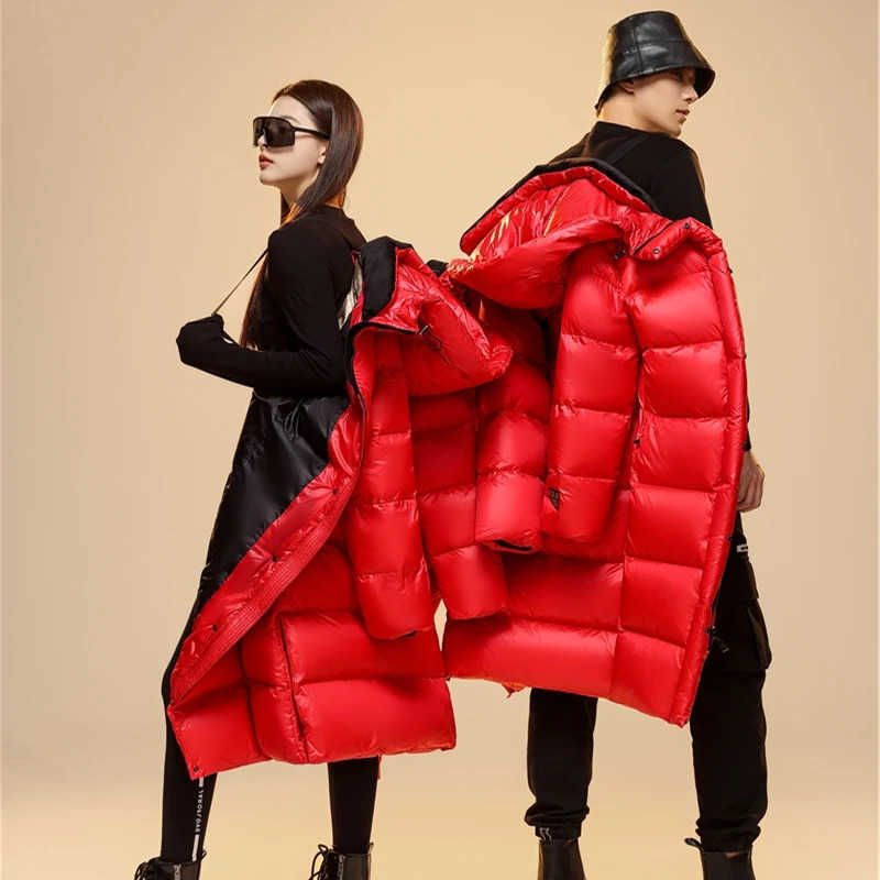 Winter Men's Down 90% Parkas White Goose Down Thick Winter)Warm X-Long Men's Jackets 2025 New Arrivals Men Hooded Korean Down Parkas Coat