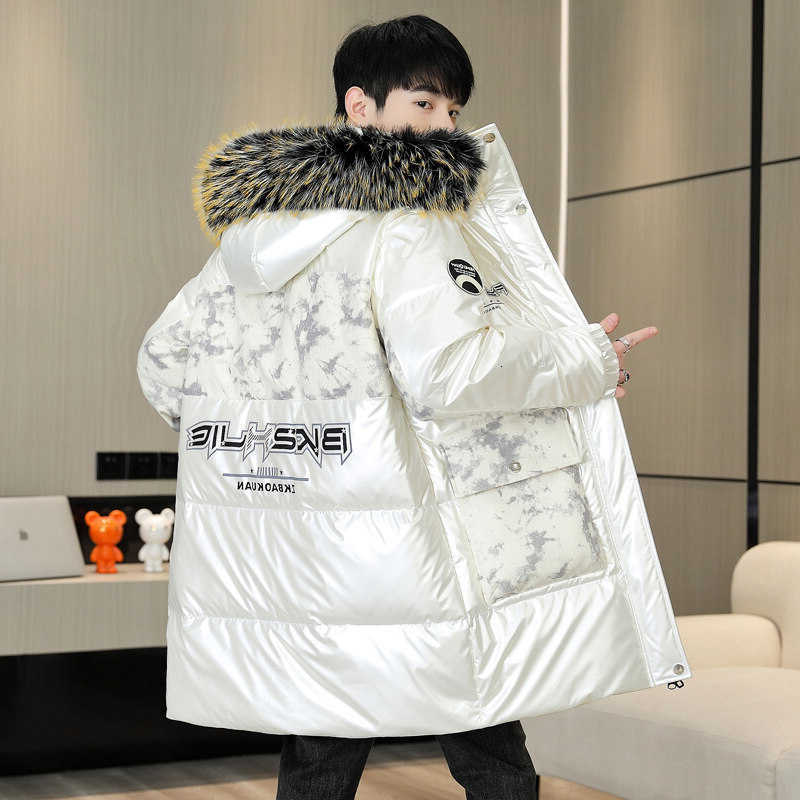 Down Parkas Casual Winter Men's Men's Mid-Length Hooded Cotton-Padded Jackets Streetwear Fur Collar Detachable Warm Coats Windproof Thicke