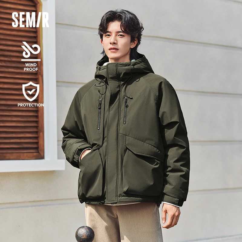 Cotton-Padded Men's Down Parkas Semir Jacket Men 2024 Winter Waterproof Oil-Resistant Stain-Resistant and Windproof Outerwear Loose C260922