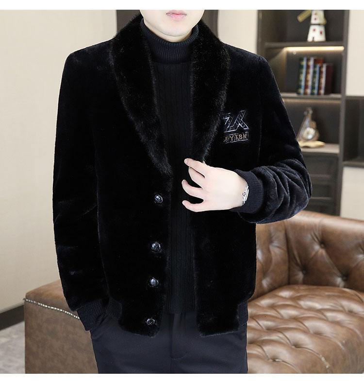 Cappotto invernale in pelliccia di visone sintetico ispessito foderato in pile, stile corto da uomo alla moda e alla moda per i giovani
