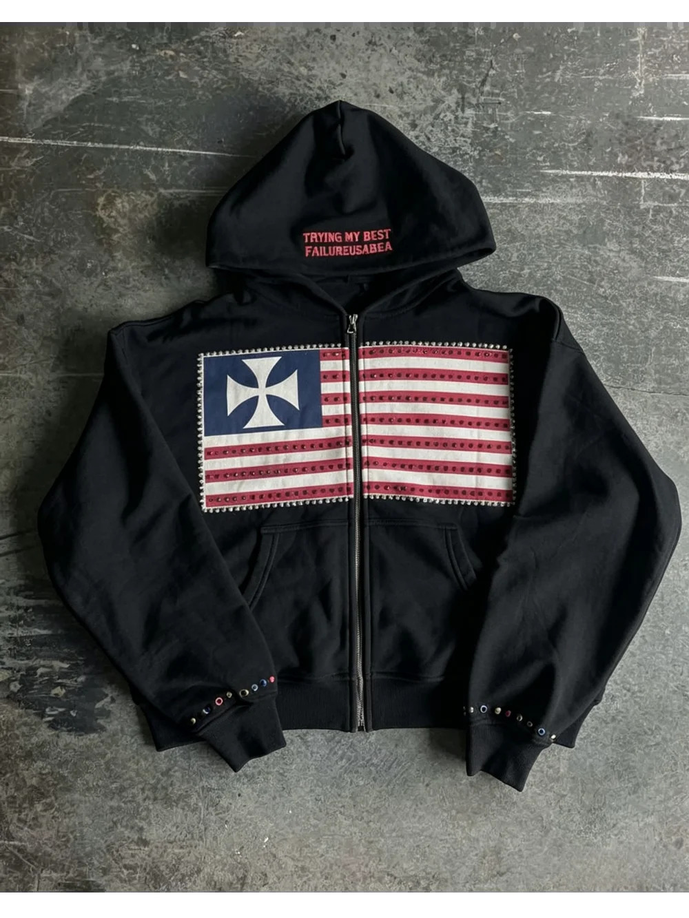 American street style fashionable and casual hoodies ins print n unisex loose zipper in autumn winter 260922