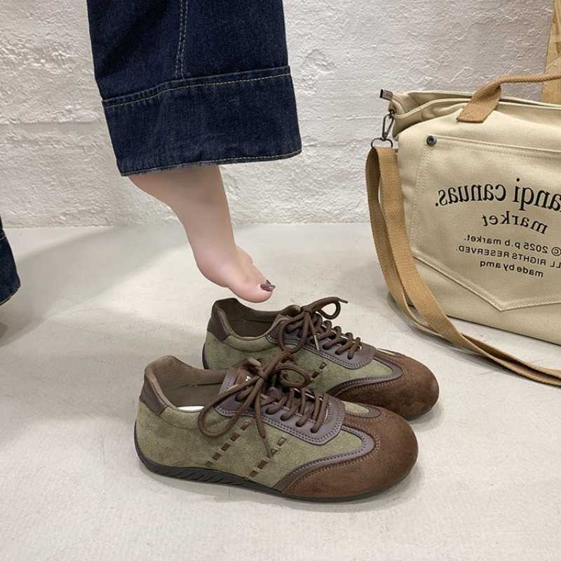 Shoes Women's Sneakers Casual New Suede Leather Patchwork Lace Up Flat Shoes for Women Casual Comfortable Walking Shoes Female Footwear D260922