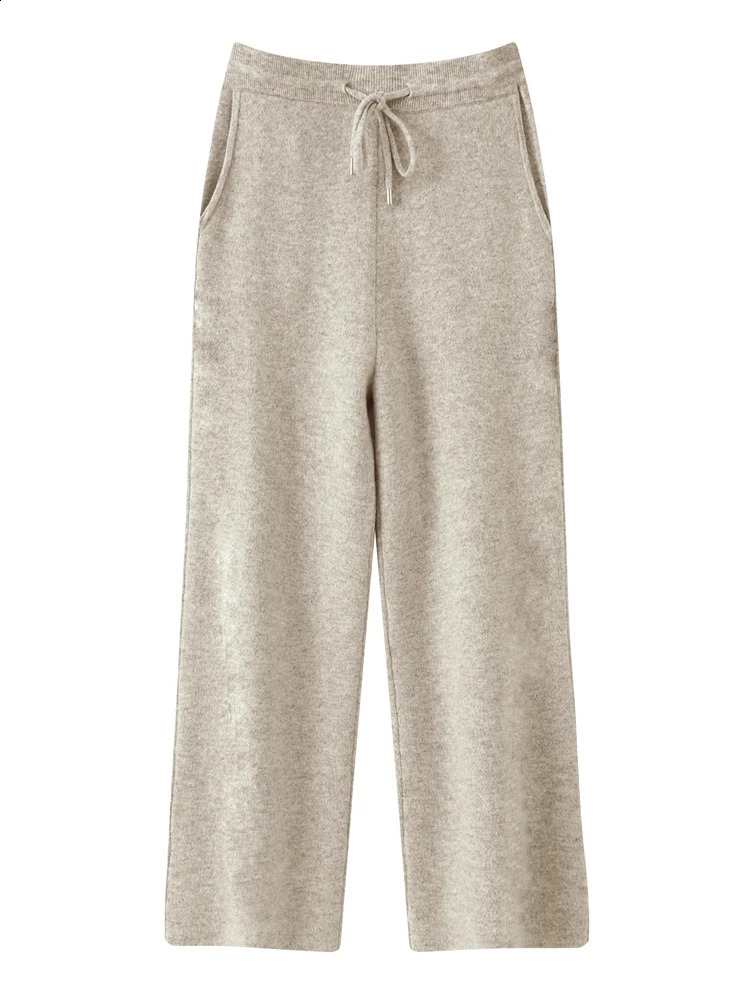 y Men 100% Merino Wool Knit Thick Wide Leg Pants Warm Casual Business PantPants Solid Color Soft Autumn Winter Bottom Wear 260921