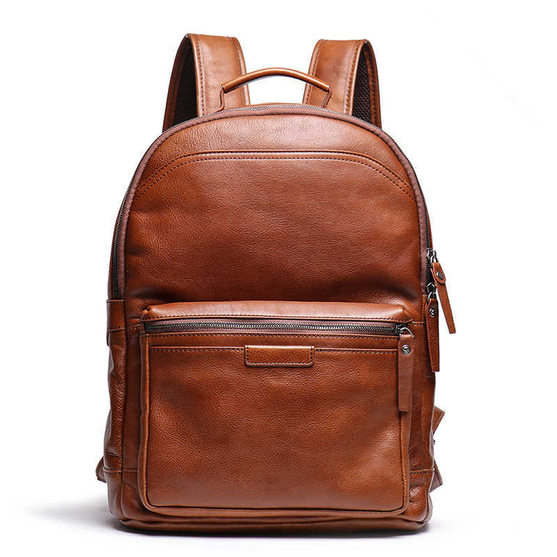 Style Men's Genuine Leather Backpack Business Outdoor Travel Backpack Cowhide Large Capacity Multifunction Fashion Trend Computer Bag H260922