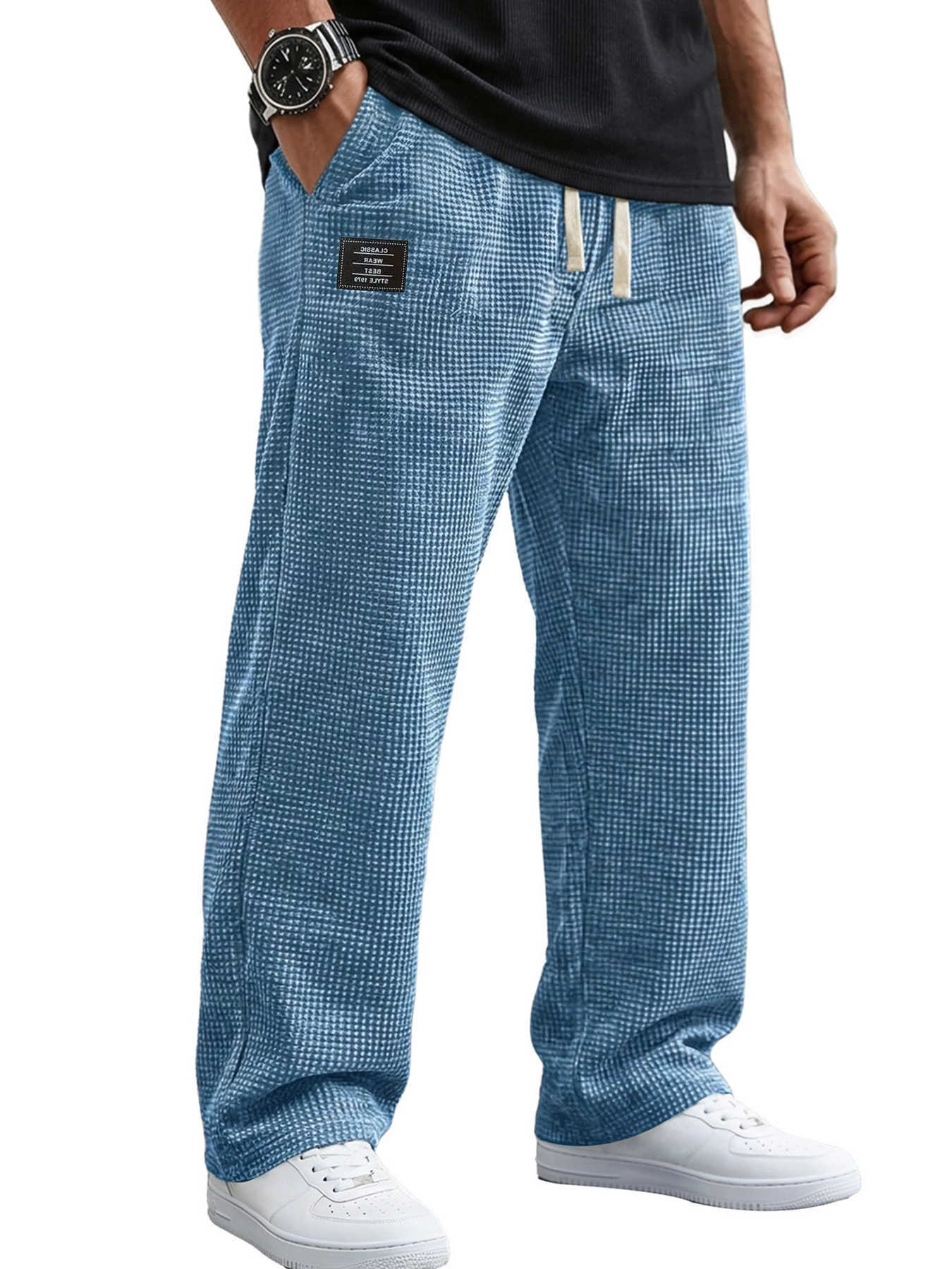 Men's Men's Jeans Autumn Winter Loose Straight Cargo Pants Waffle Corduroy Plaid Solid Casual Long Trousers Outdoor Streetwear Fashion Pan