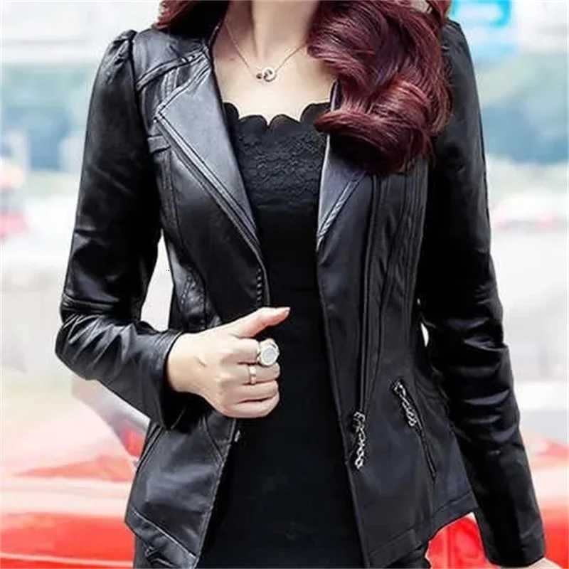 Autumn Black 2026 Leather Jacket Women Leather Jacket Korean Slimming Motorcycle Leather Jacket Ladies PU Coat Short Outwear C260921