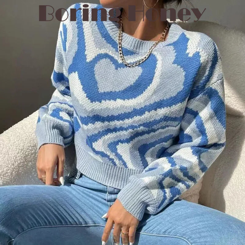 Boring Honey Korean Style Loose And Comfortable Winter Clothes Women Long Sleeve Top Be All-Match Knitted Pullover Women Sweat 260922