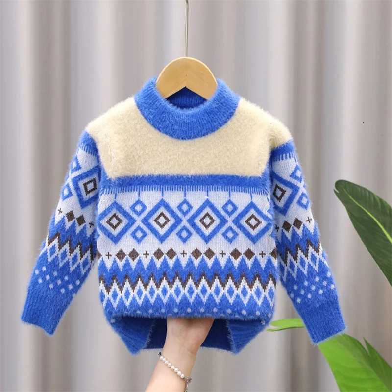 Sweater Knitted Pullover Autumn Boys Winter New Kids Mink-Fleece Thermal Jumper Children Thick Warm Pullover Teenager Clothing C260921