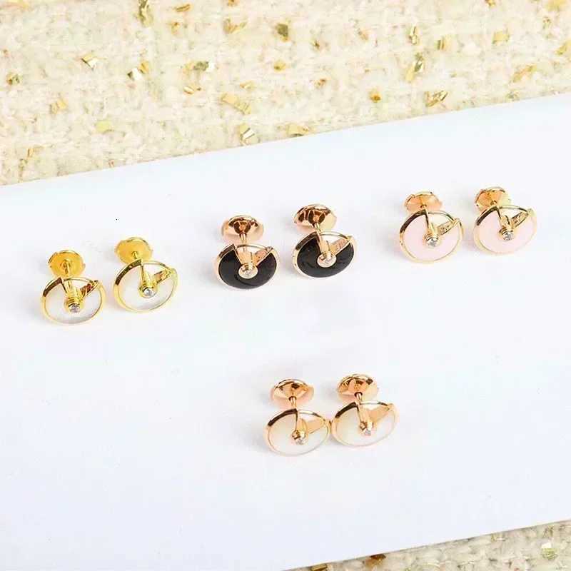 Stud ES 2024 New hot Fashion design Rose Gold Natural Stone Amulet Earrings Ladies simple exquisite party luxury brand jewelry gift X260921