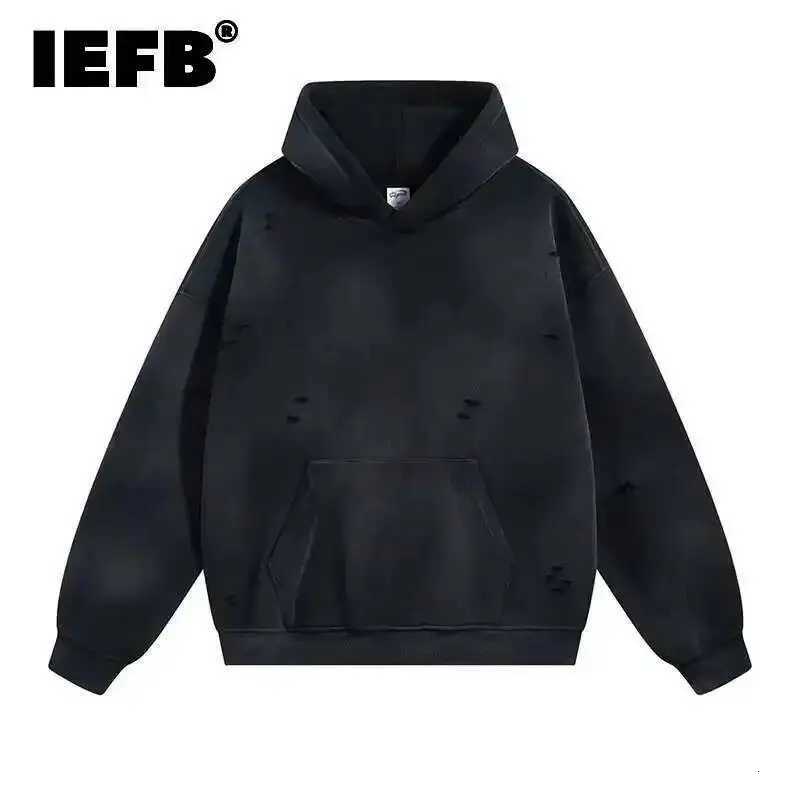 Tracksuits IEFB Spring Men's New Trendy Sets Washed Sweatshirt Sweatpants Splash-ink Spray Dye Velvet Hoodies Autumn Male Wear Menwear 9W125 J2