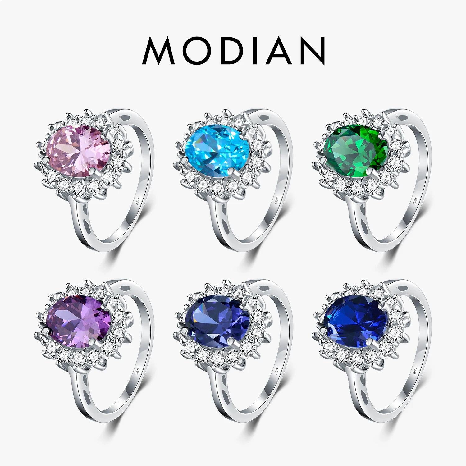 2.0Ct Fasion Solid 925 Sterling Silver Ring Fashion Women Gift 5A Zircon Jewelry Wedding Engagement Silver Rings 260921