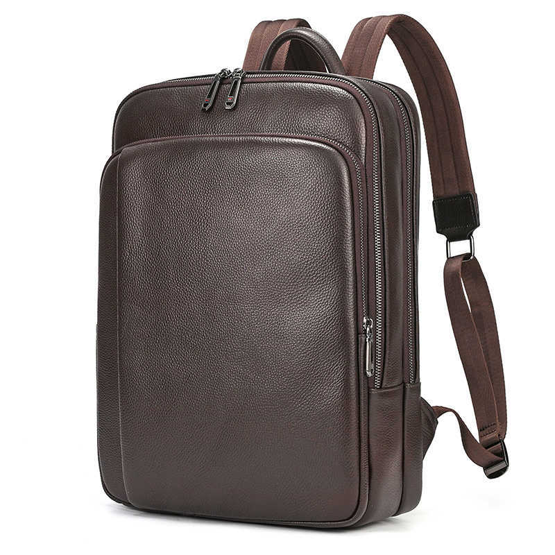 Style 2026 New Arrivals Backpack Genuine Leather Business Laptop Backpack 14 15.6 Inch Travel Backpacks Genuine Leather Double Shoulder Bag H260922