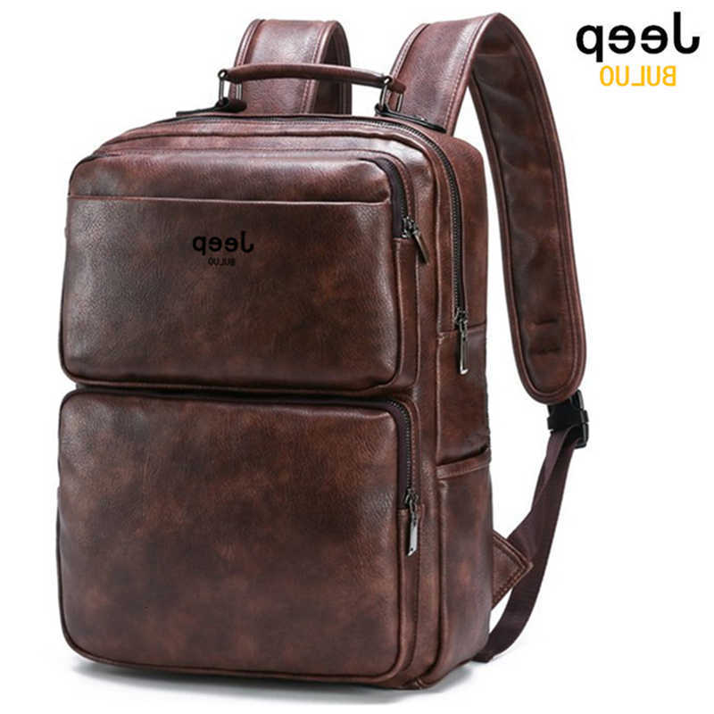 Vintage Jeep Buluo Backpack Style Leather Backpack for Men Large Capacity Business Laptop Bag Casual Daypack for Work Travel College H260922