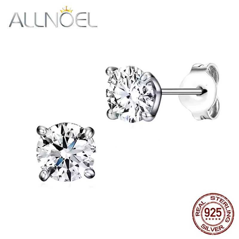 Stud ALLNOEL Crystal 5A Zircon 925 Sterling Silver Square Round Stud Earrings for Women Men Piercing Ear Stud Hypoallergenic 5mm 6mm X260921