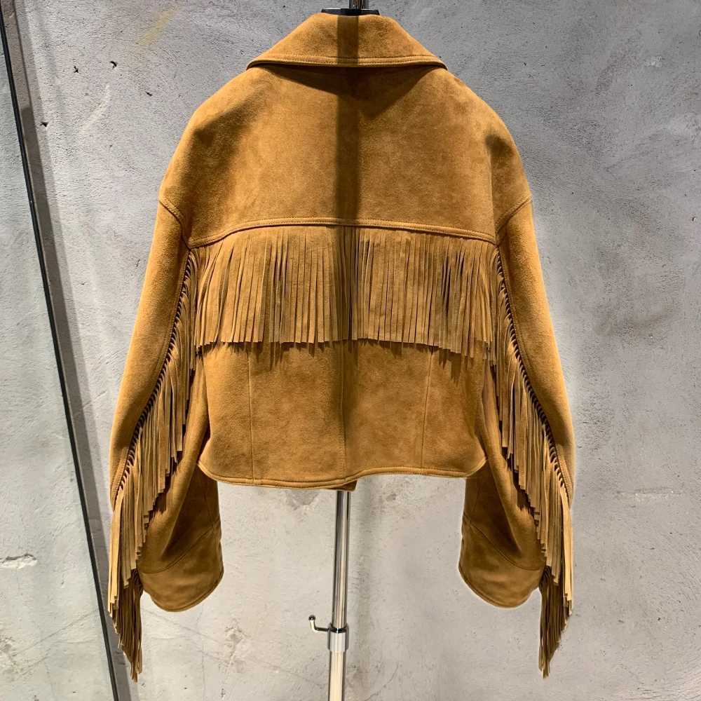 Suede Jackets Fringe Women 2024 New Coming Autumn Real Leather Jackets Fashion Tassel Design C260921