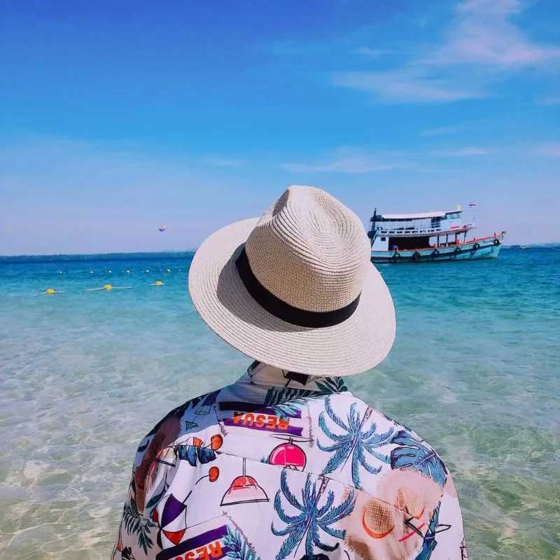 Bucket Wide Brim Hats Hats Male Foldable Big Head Straw Hat Panama Summer Outdoors Cowboy Hat Sandy Beach Sun Hats Man Plus Size Fedora Hat 57CM 60C