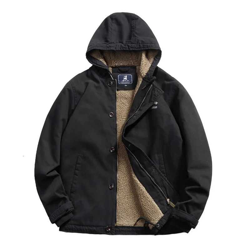 Down Parkas Mcikkny Mens Men's Cargo Winter Jackets Fleece Lined Wool Thermal Outwear Coats Thick Windbreak Top Clothing For Male C260922