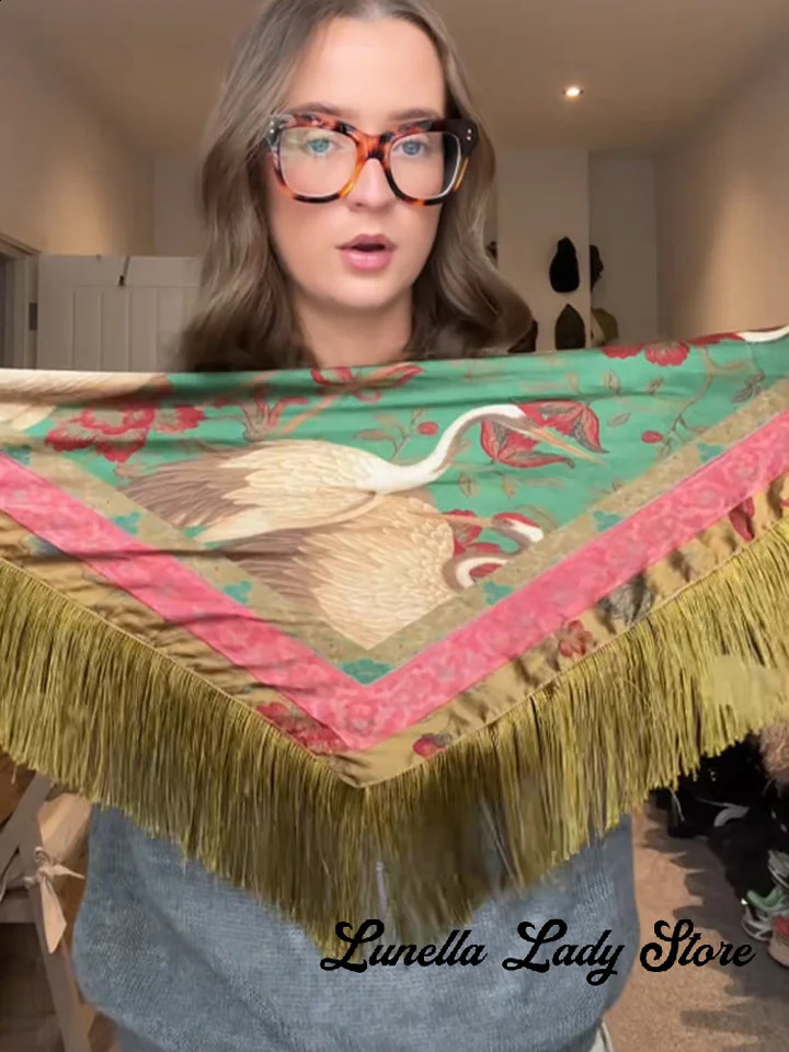 Womens Vintage Printed Floral Tassel Bandana Scarfs Patchwork Square Head Wrap Hair Neckkerchief 2026 Lady Chic Daily Wear 260918