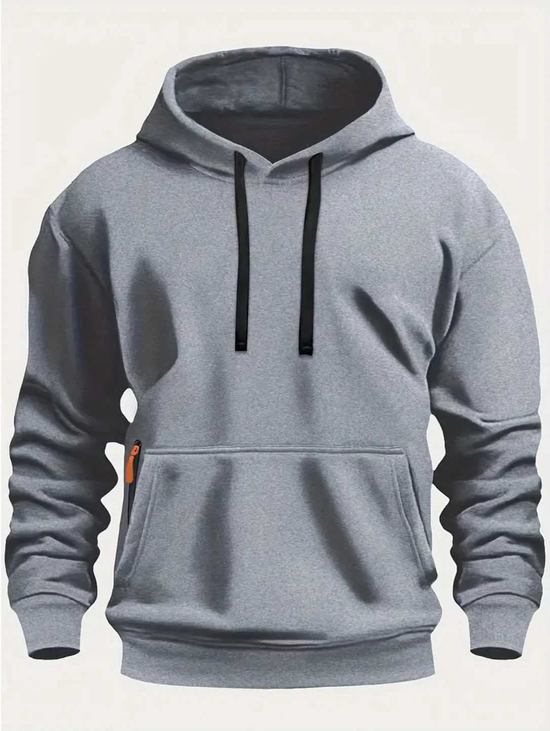 Men's Flce Hoodie High-Quty Solid Color Hooded Sweatshirt Fashionable Strt Style for Fall/Winter Male Casual Wear S2609226ISA