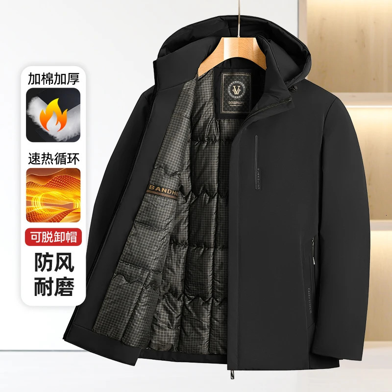 Men's Padded Male Thermal Windbreaker Jackets Clothing Parka Casual Men Cotton Thicken Warm Removable Hooded Parkas Winter 260920