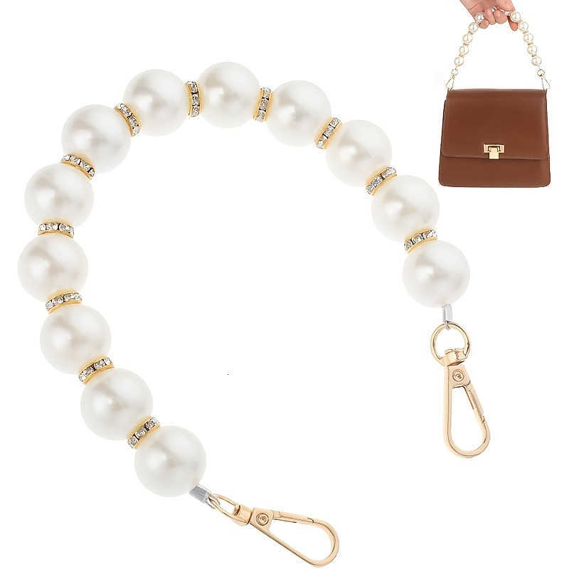 Bag Bag Parts Accessories Pearl Charm Elegant Bead Pearl Handle Strap Chain Imitation Pearls Purse Charms Chain with Golden Swivel Clasps H260922