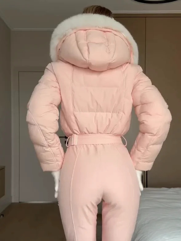 Women's Skiwear Jumpsuit Waterproof Ski Outfit Hooded Outwear Thicken Suits Slim Long Sleeve Winter Outdoor Lady Snow Wear 260921