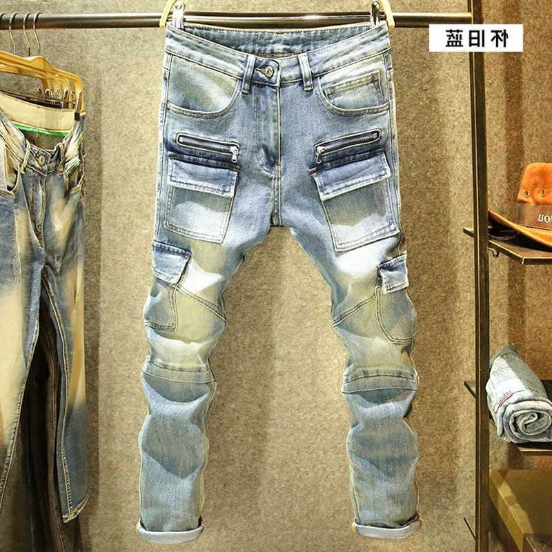 Spring Men's Jeans and Autumn New Trend Retro Straight Leg Multi-Pocket Denim Pants Men's Loose Comfortable Breathable High-Quality Jeans