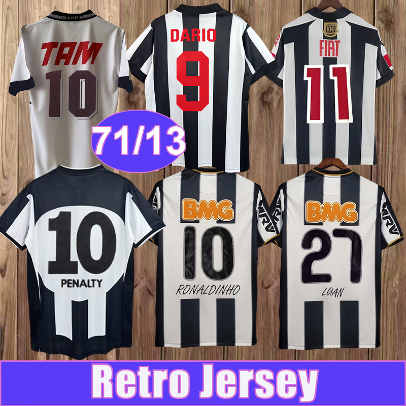 1971 Atletico Mineiro Mens Retro Soccer Jersey MIRANDA PETKOVIC OLIVEIRA 2013 Home Away Version spéciale Chemises de football à manches courtes U