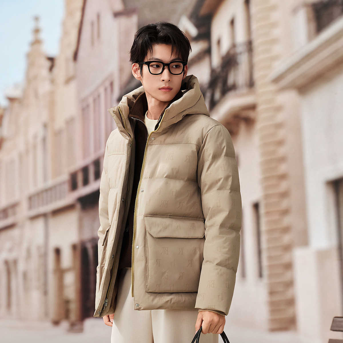 Down Parkas Bosideng Mens Men's Workstyle Hooded Down Jacket Winter Warm Adjustable Hem Windproof Pockets Fashion Outerwear C260922