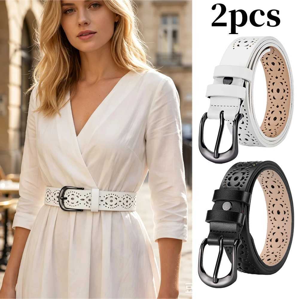 Belts 2pcs High Quality Women's Hollow Belt Fashion Trend Women's Casual Belt Simple Women's Clothing Accessories Q260921
