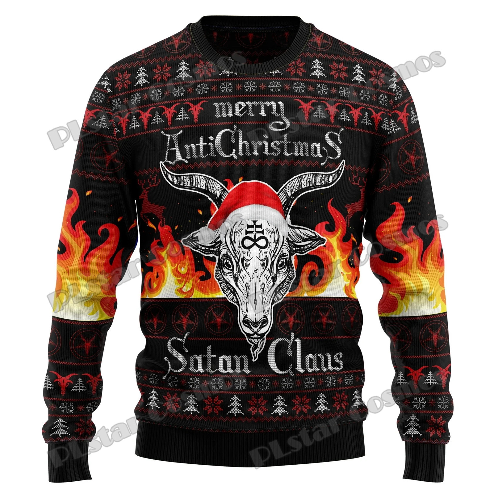 Satan Claus Merry Christmas Hail Satanic 3D Printed Ugly Christmas Sweater Winter Unisex Casual Warm Knit Pullover Sweater MY11 260922