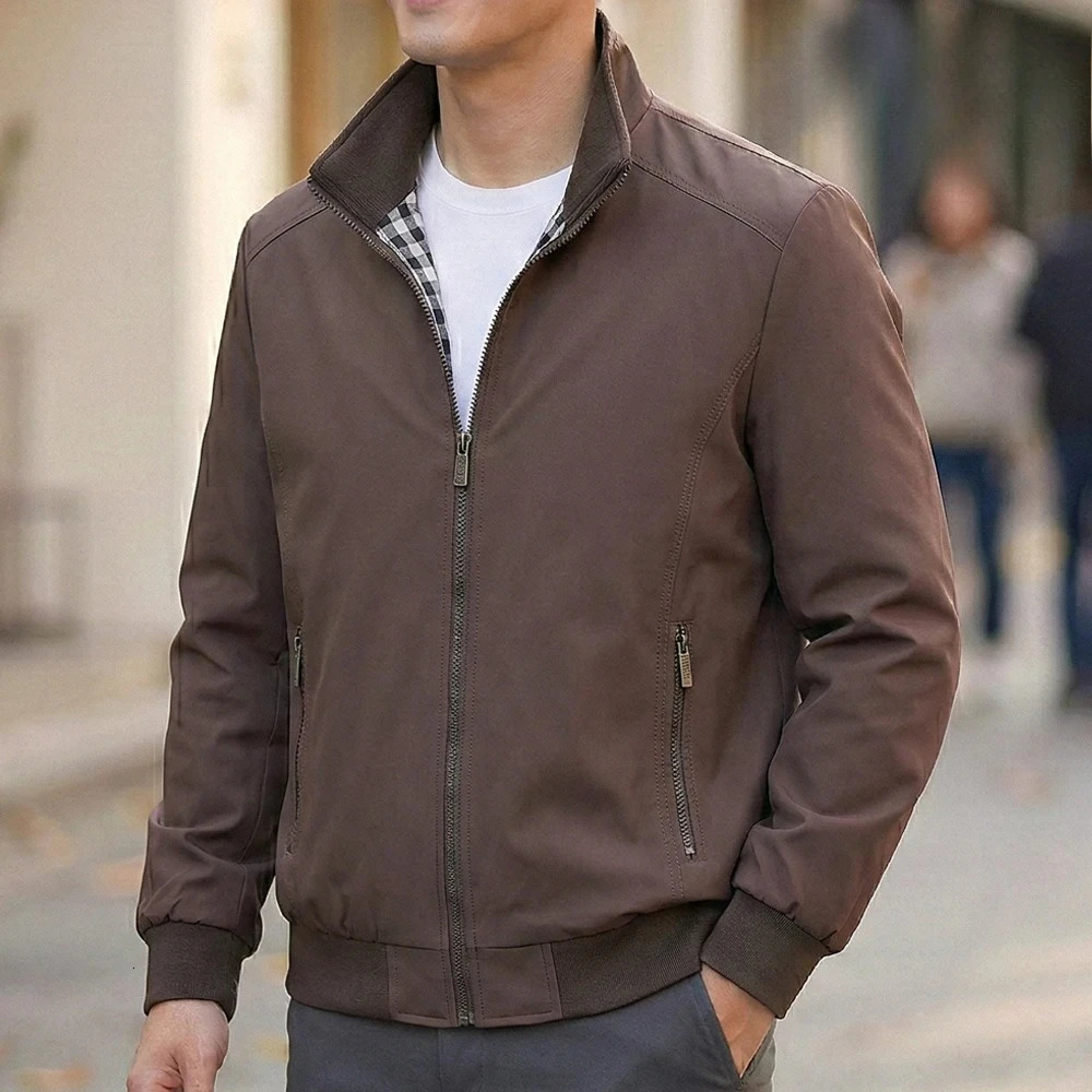 Korean Spring Autumn Casual Solid Fashion Slim Bomber Jacket Men Overcoat Stand Collar Jackets Men's Jacket S-6XL Top 260918