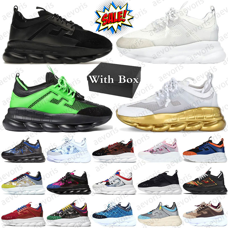 designer chain reaction original Box casual shoes for men women Black Gold Green mens trainers sneakers womens outdoor daily sports shoe