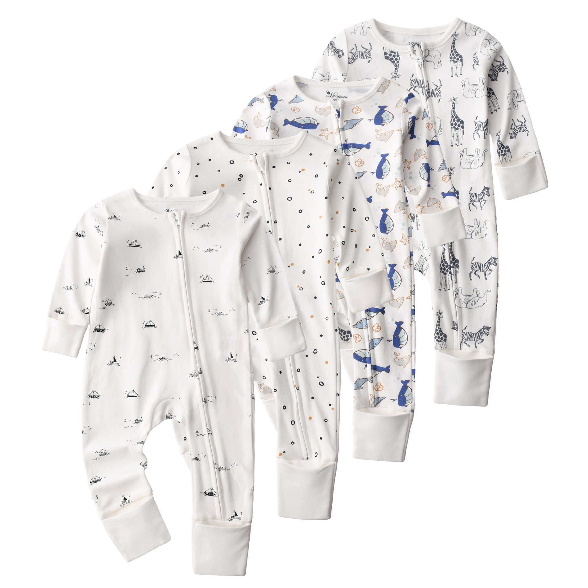 Cotton spring and autumn newborn baby romper with zipper long sleeves and detachable arms and legs Q260919