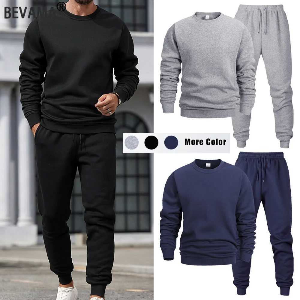 Solid Men's Tracksuits Men's Color Sweatshirt +Pants Two-piece Set Fashionable Casual Sports Set Size S-2XL Men's Tracksuit Pullover+