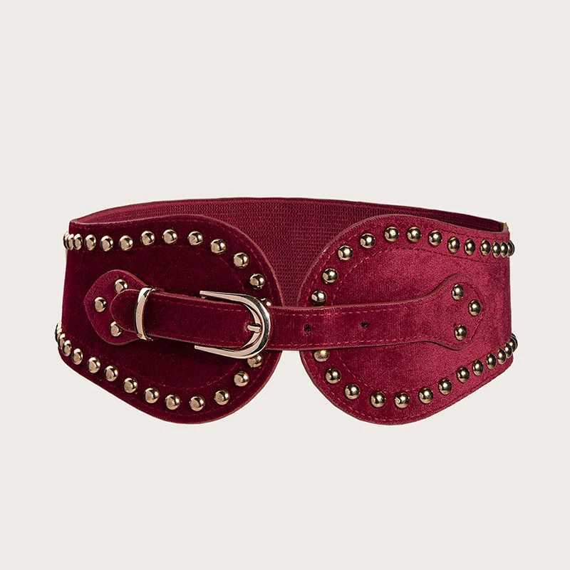 Belts Elasticidad Belt Ladies Velvet Rivet Elastic Wide Waistband SealWide Waist Seal Coat Dress Decoration Corset Belts for Women Q260921