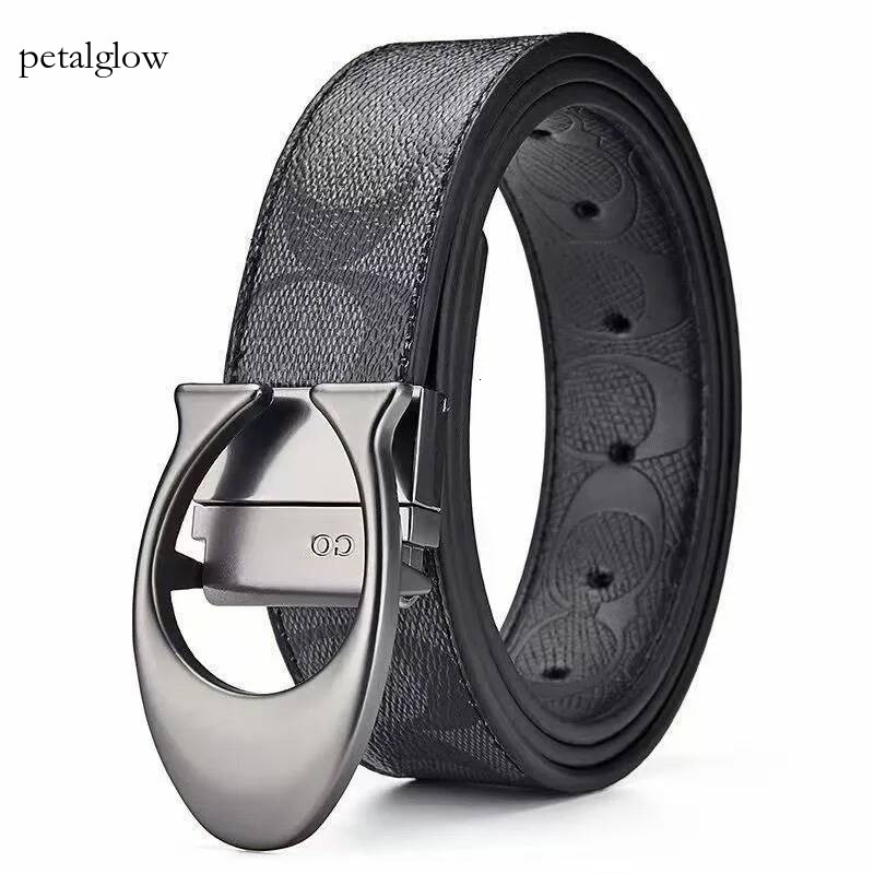 Luxury Buckle leather coac Belt Designer Mens Letter Double large gold and silver black gun Classic womens belt logo box nice 5A dc3