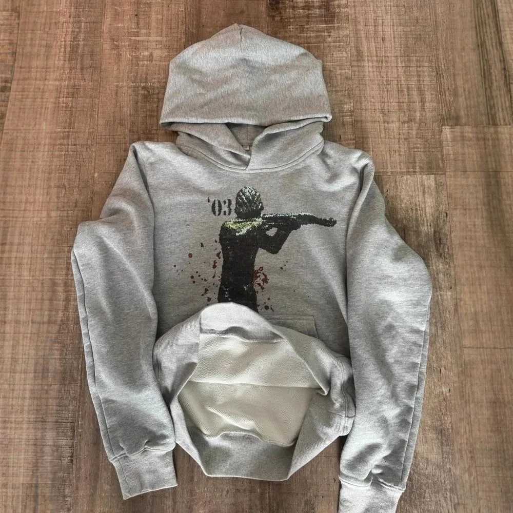 Men's Hoodies Sweatshirts Grey Sports Pullover Hoodie 2025 New Retro Printed Y2K Street Men and Women Fashion Classic Hip Hop Loose Personality