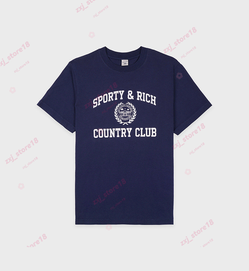 Women Sporty Rich Shirt Designer Summer Cotton T Shirt Simple Trend Letters Print Round Neck Casual Versatile Sporty Rich Short Sleeved Pullover Tee