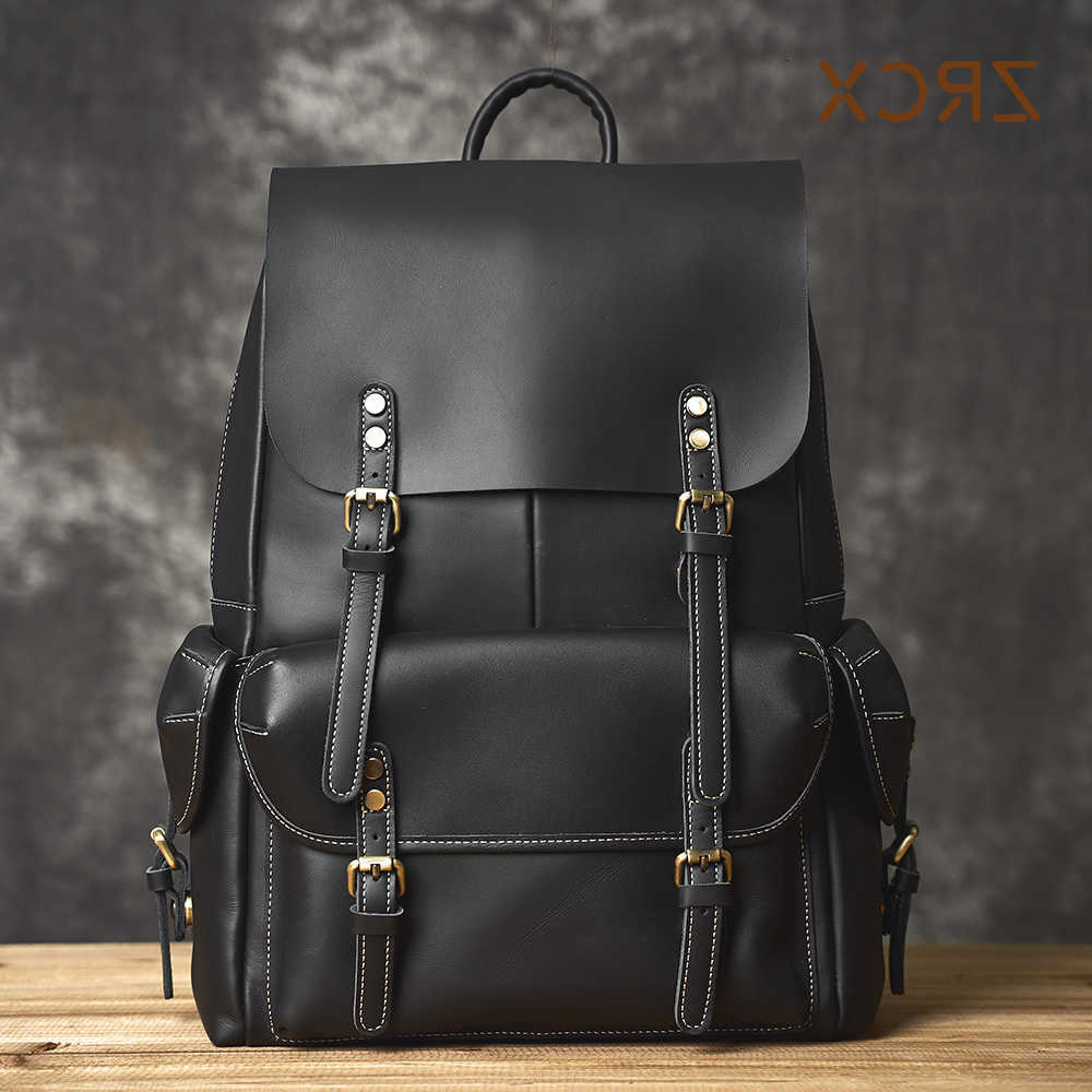 Leather Genuine Backpack Men's Style Backpack Casual Bag Outdoor Travel Backpack Fitness bag Laptop Backpack Schoolbag For Laptop 15.6 Inch H26