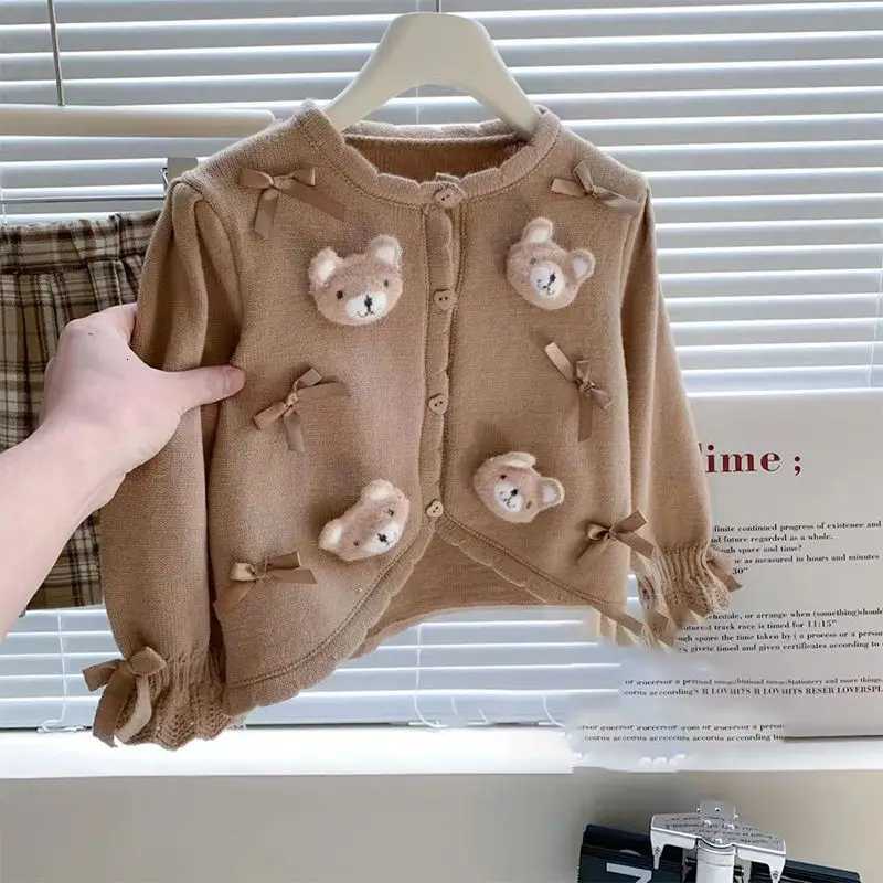 Sweaters Girls Pullover Baby Kids Girl Floral Pattern Knitted Cardigan Autumn Winter Hairball Cotton Tops Children's Coat Clothes C260921
