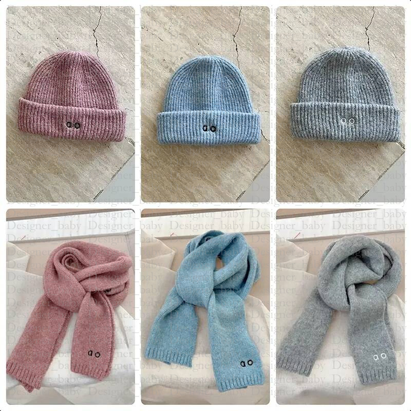 Designer Baby Boy Hat Knitted Girls Winter Babies Hats Scarf Warm Kids Plain High Quality Children Beanie