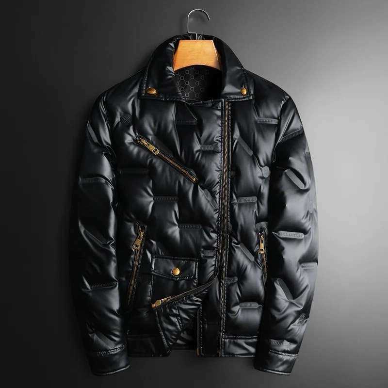 2022 Parkas Men's Motorcycle Down Zipper Duck Down Jacket Men High Quality 90% White Duck Down Coat Lapel Vintage Black Down Jacket Men Clothin
